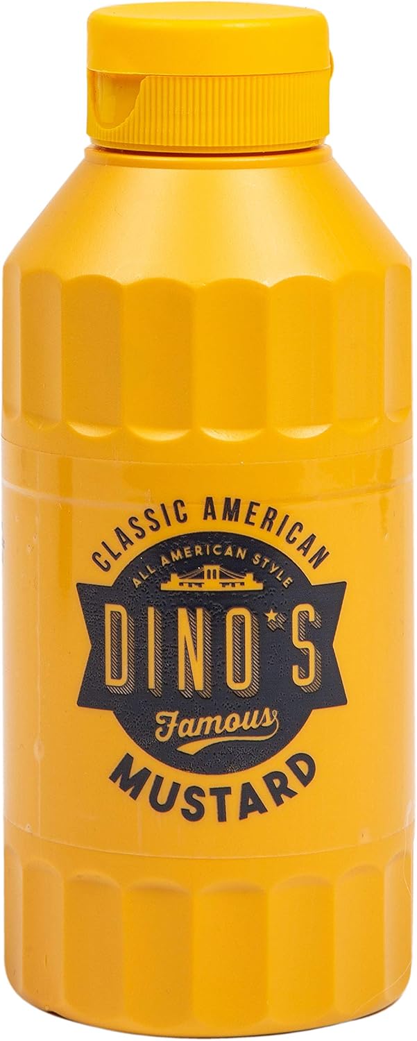 Dino's Famous All American Style Classic American Mustard Smooth & Tangy Mustard Perfect For Hot Dogs Burgers & Sandwiches 250 g Bottle (Pack of 1)