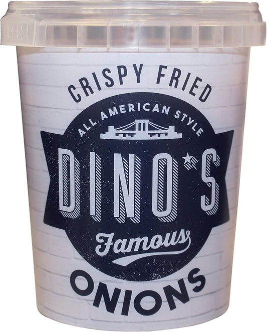 Dino's Famous All American Style Crispy Fried Onions Golden Crunchy Topping For Burgers Hot Dogs & Salads With a Rich & Savoury Flavour 150 g Tub (Pack of 1)